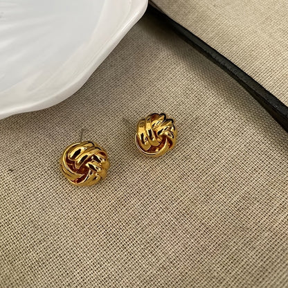 Elegant Alloy Twist Knot Stud Earrings for Women Daily and Party Wear