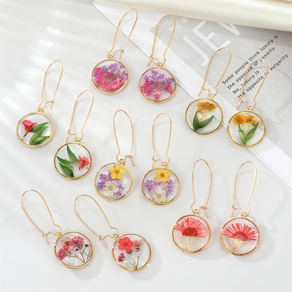 Dried Flower Leaf Pendant Earrings - Hypoallergenic Boho Jewelry for Women