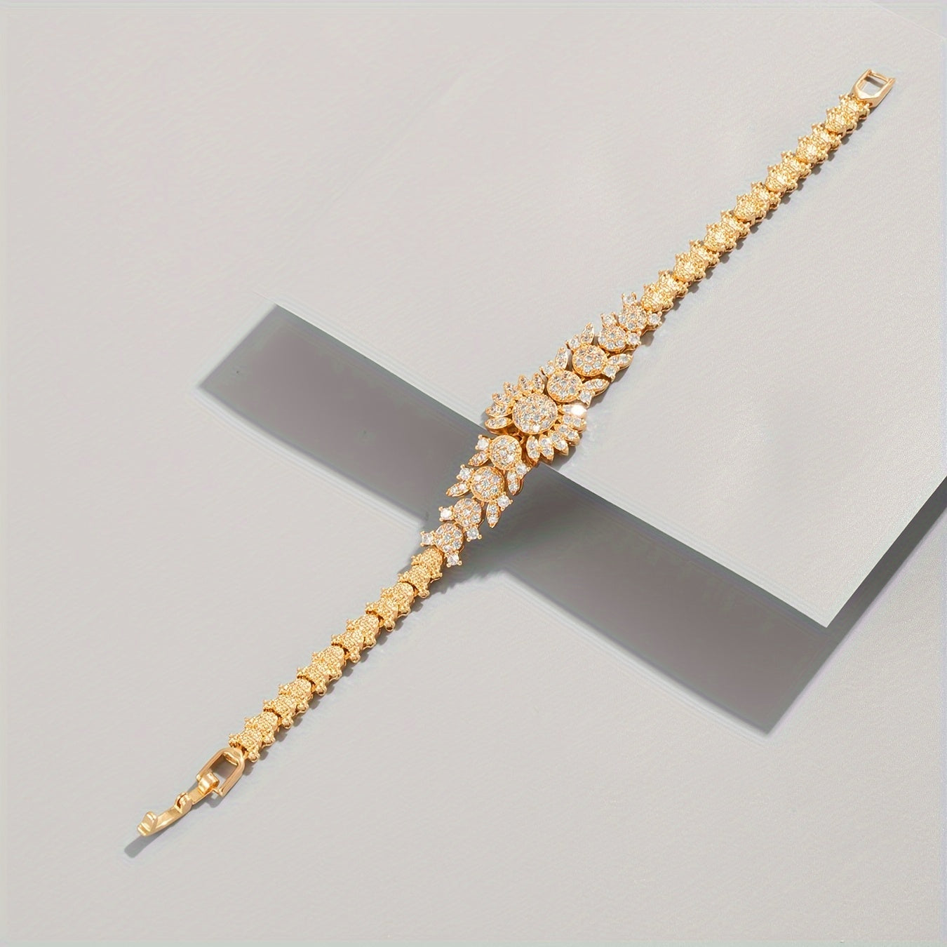 Glamorous Golden Plated Zircon Bracelet for Weddings and Special Occasions