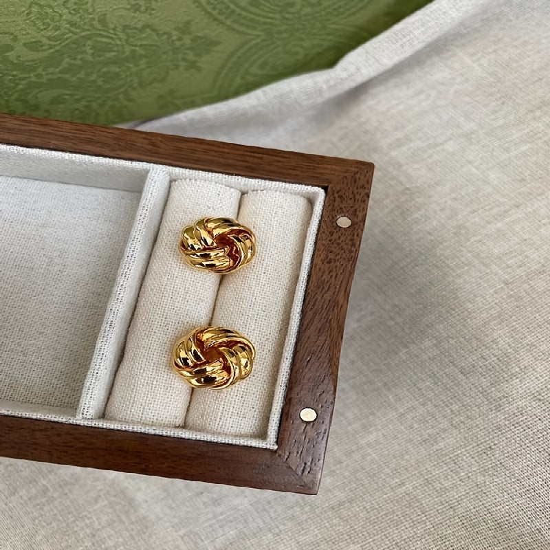 Elegant Alloy Twist Knot Stud Earrings for Women Daily and Party Wear