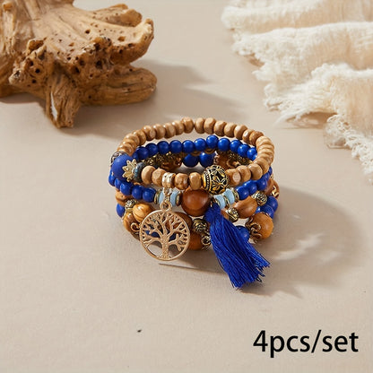 Bohemian Tree of Life Multilayer Beaded Bracelet Set for Men
