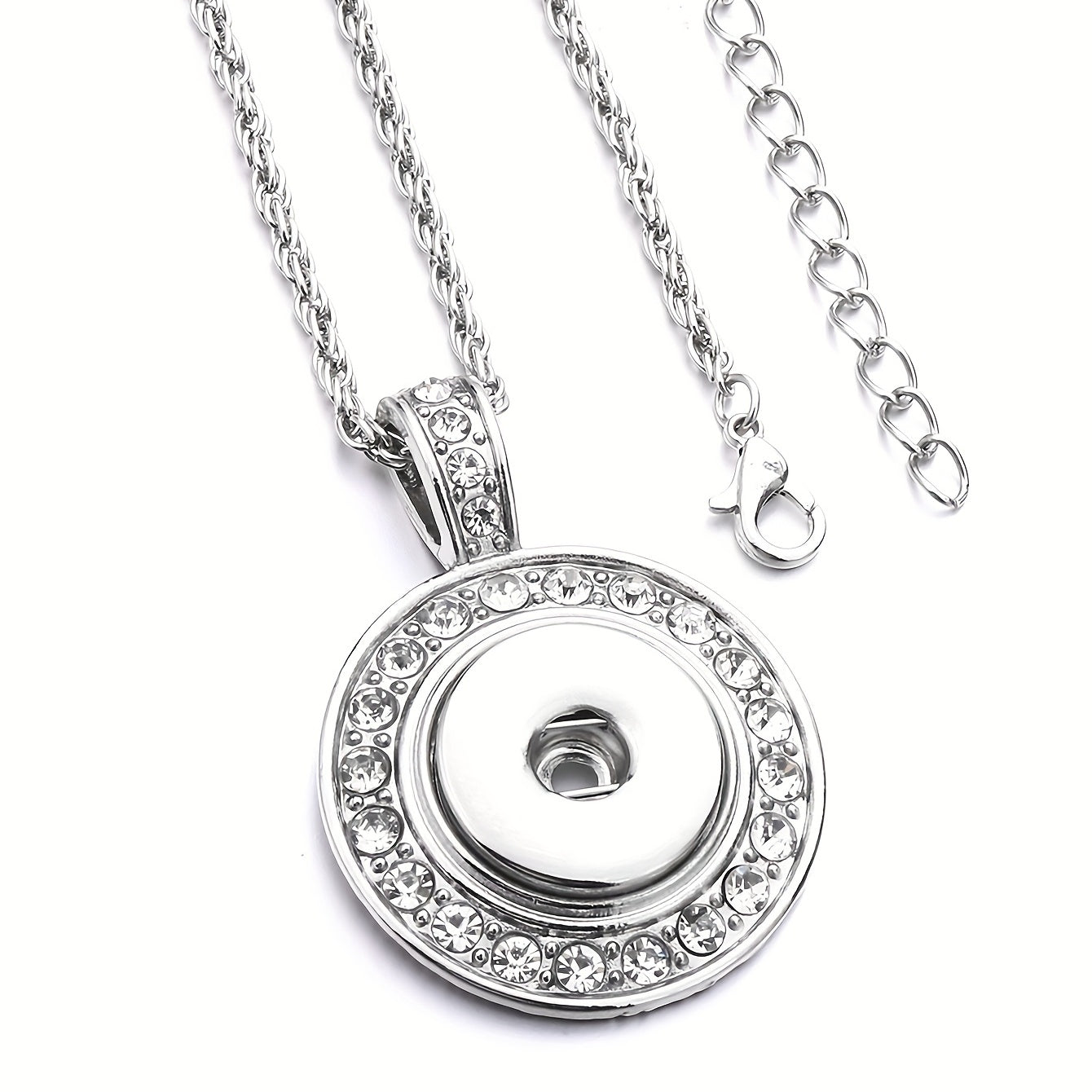 Interchangeable 18mm Snap Button Pendant Necklace 60cm DIY Jewelry Accessory for Fashion Lovers