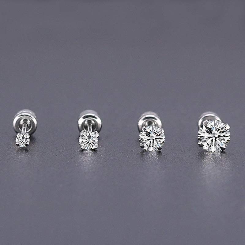 Men's Titanium Steel Zircon Stud Earrings – Durable Stainless Steel Jewelry