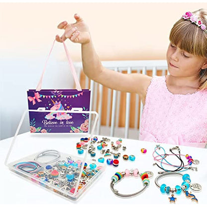 For Girls Teens Age 8-12, Unicorn/Mermaid Beads Charm Bracelet Making Kit, Jewelry Making Supplies Crafts Gifts Set for Christmas Halloween