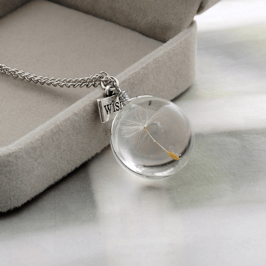 Elegant Dandelion Crystal Pendant Necklace 25mm Double-Sided Gemstone Sweater Chain Gift