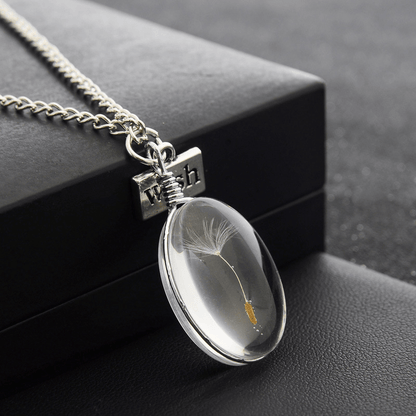 Elegant Dandelion Crystal Pendant Necklace 25mm Double-Sided Gemstone Sweater Chain Gift