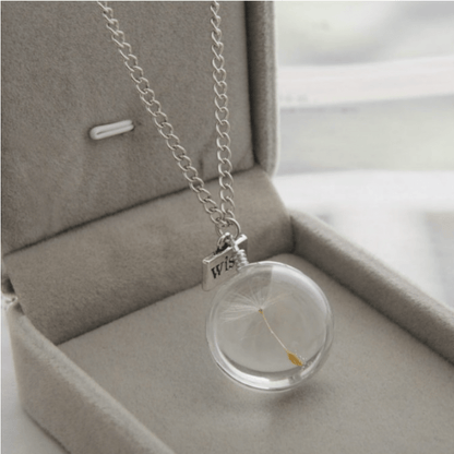 Elegant Dandelion Crystal Pendant Necklace 25mm Double-Sided Gemstone Sweater Chain Gift