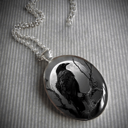 Men's Gothic Black Crow Pendant Necklace - Punk Animal Jewelry for Party and Anniversary