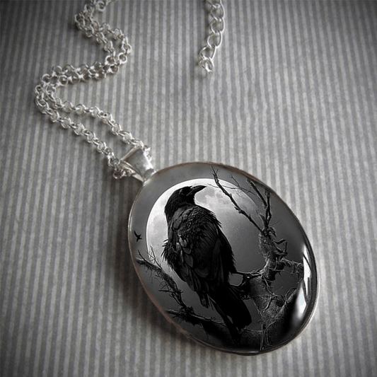 Men's Gothic Black Crow Pendant Necklace - Punk Animal Jewelry for Party and Anniversary