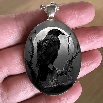 Men's Gothic Black Crow Pendant Necklace - Punk Animal Jewelry for Party and Anniversary
