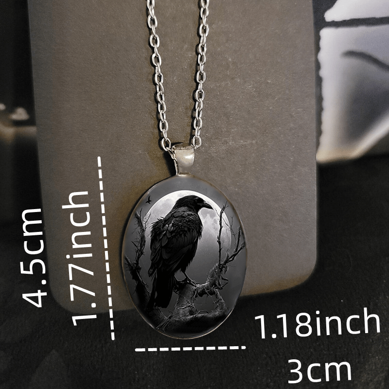 Men's Gothic Black Crow Pendant Necklace - Punk Animal Jewelry for Party and Anniversary