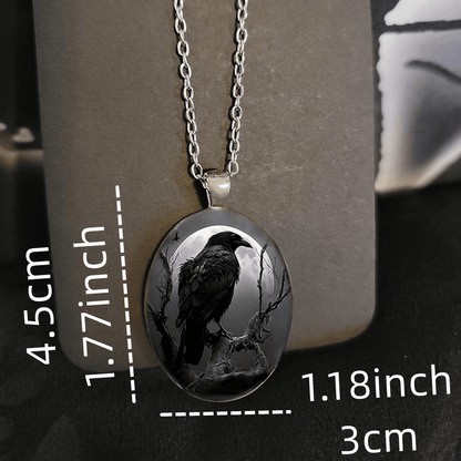 Men's Gothic Black Crow Pendant Necklace - Punk Animal Jewelry for Party and Anniversary