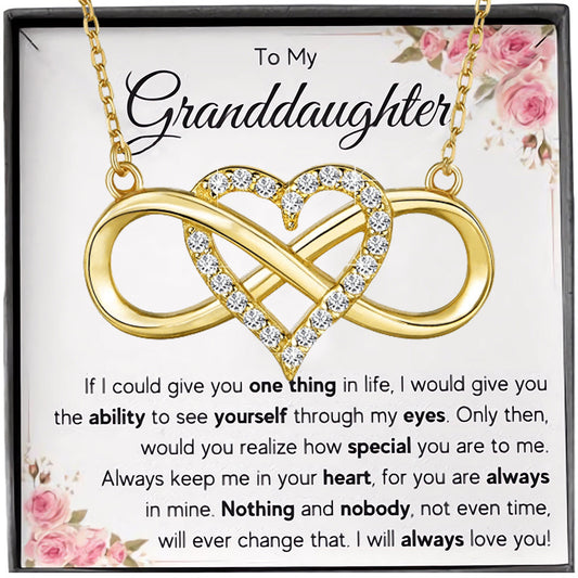 Infinity Heart Necklace Set for Granddaughter Birthday Gifts 14K Gold Plated Jewelry with Sentimental Card