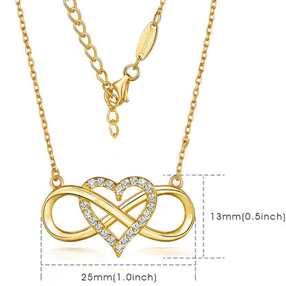 Infinity Heart Necklace Set for Granddaughter Birthday Gifts 14K Gold Plated Jewelry with Sentimental Card