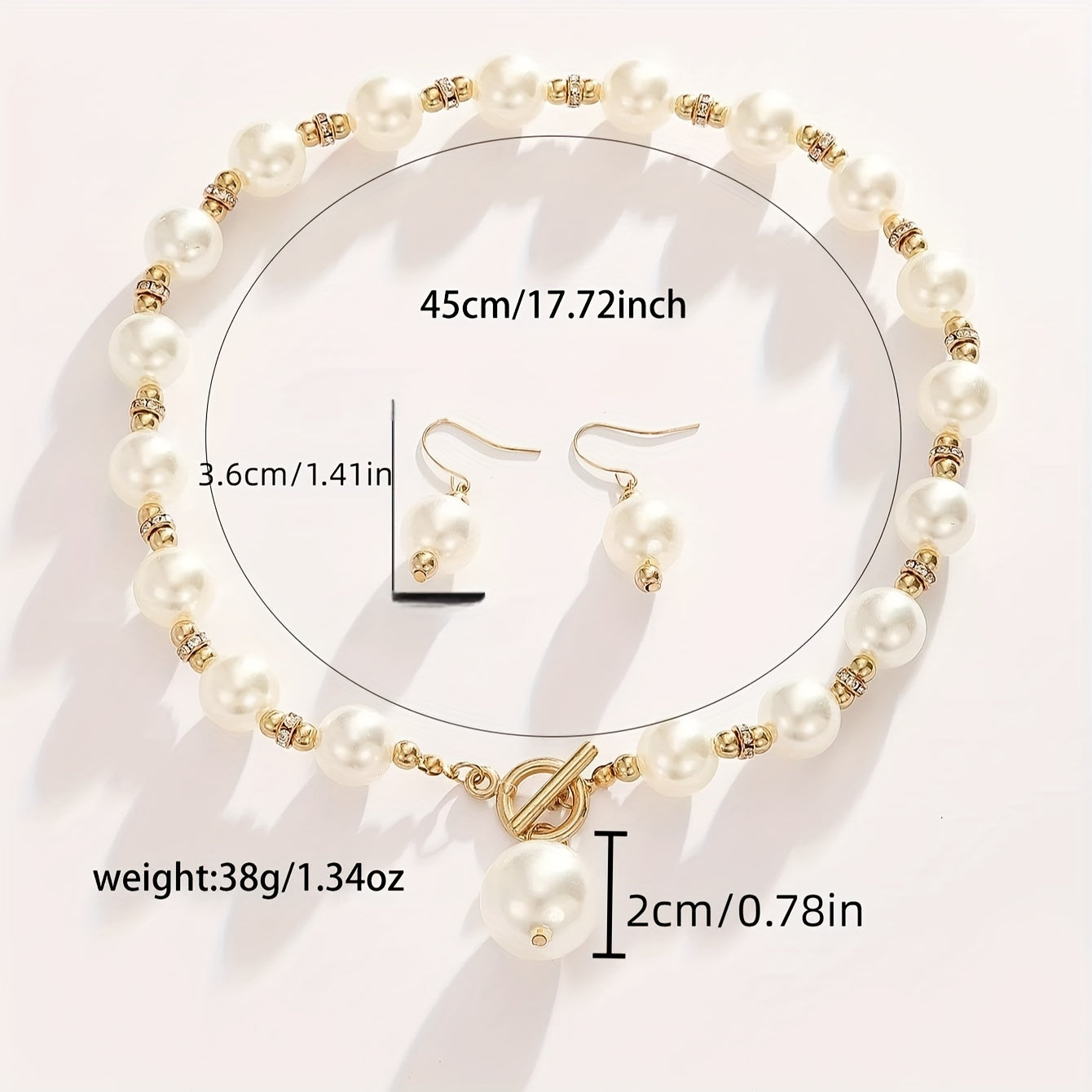 Elegant Faux Pearl Clavicle Necklace with Rhinestone Accents 14K Gold Plated All Match Jewelry for Women