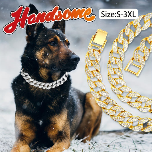 Hip Hop 15mm Faux Diamond Dog Chain Necklace for Stylish and Comfortable Walks
