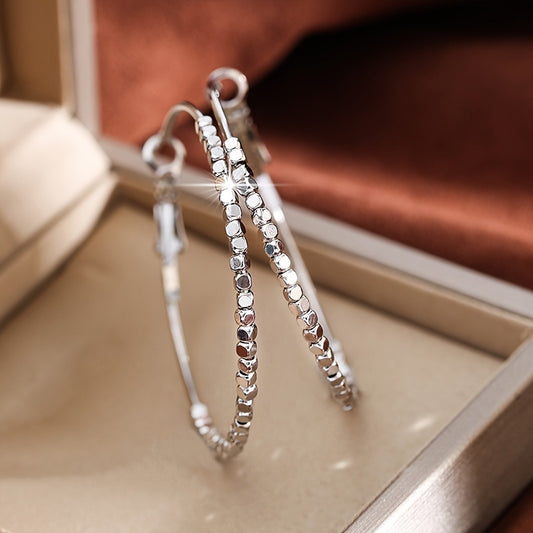 Elegant Cubic Beads Hoop Earrings for Women 18K Gold Plated Jewelry
