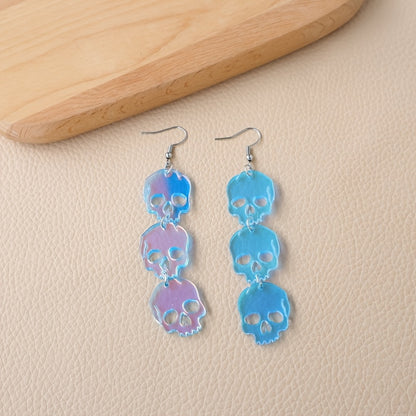 Translucent Acrylic Skull Drop Earrings Punk Style Halloween Jewelry