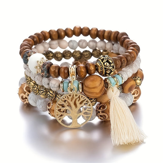 Bohemian Tree of Life Multilayer Beaded Bracelet Set for Men