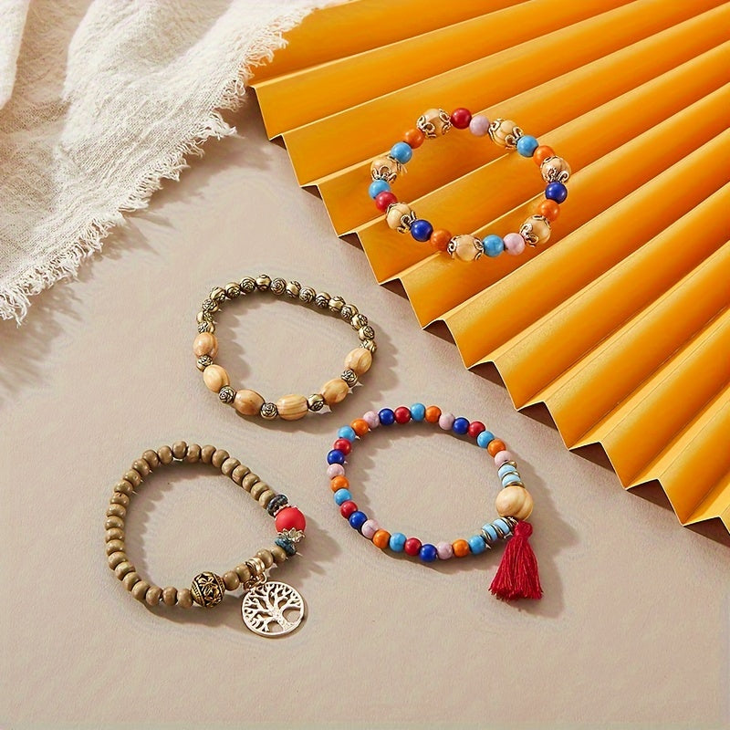 Bohemian Tree of Life Multilayer Beaded Bracelet Set for Men