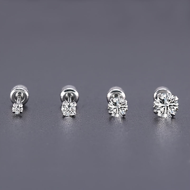 Men's Titanium Steel Zircon Stud Earrings – Durable Stainless Steel Jewelry