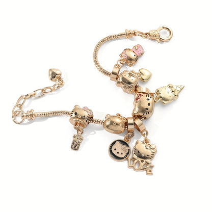 Charming Hello Kitty Cartoon Bangle for Girls - Cute Alloy Jewelry Gift