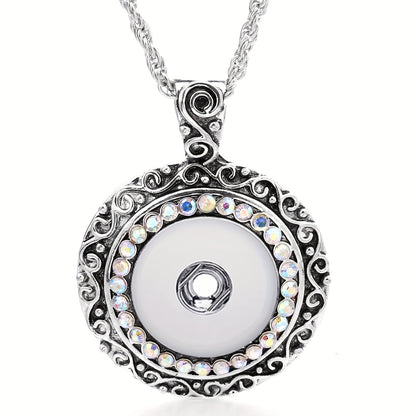 Versatile 18mm Ginger Snap Button Jewelry DIY Pendant Necklace with Interchangeable Design and 23.62 Inch Chain