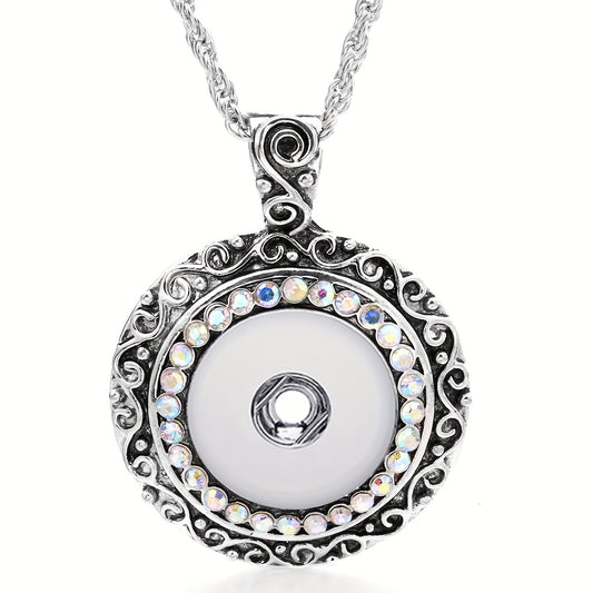 Versatile 18mm Ginger Snap Button Jewelry DIY Pendant Necklace with Interchangeable Design and 23.62 Inch Chain