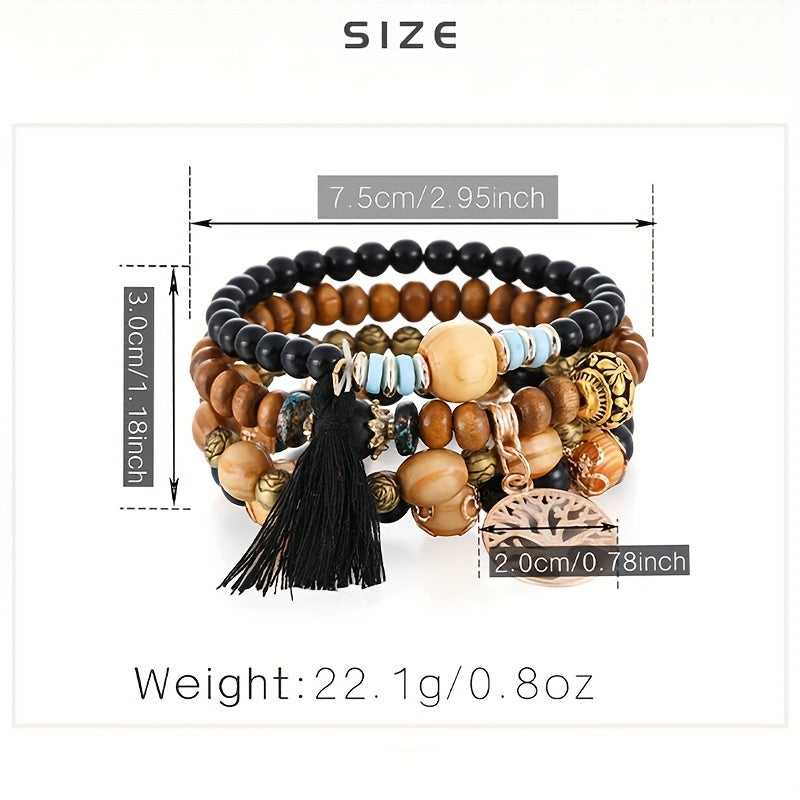 Bohemian Tree of Life Multilayer Beaded Bracelet Set for Men