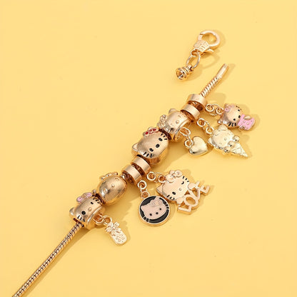 Charming Hello Kitty Cartoon Bangle for Girls - Cute Alloy Jewelry Gift