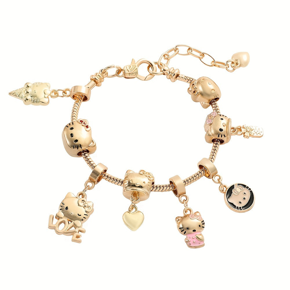 Charming Hello Kitty Cartoon Bangle for Girls - Cute Alloy Jewelry Gift