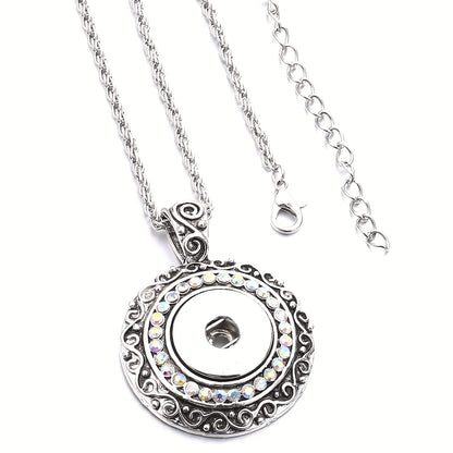 Versatile 18mm Ginger Snap Button Jewelry DIY Pendant Necklace with Interchangeable Design and 23.62 Inch Chain