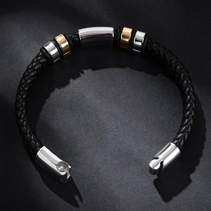 Men's Glossy PU Leather Bracelet with Magnetic Clasp - Cool Hip Hop Trend Jewelry