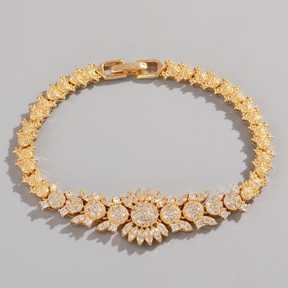Glamorous Golden Plated Zircon Bracelet for Weddings and Special Occasions
