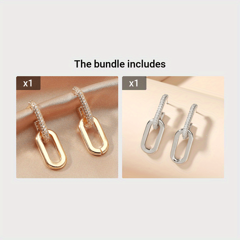 Silvery Zircon Dangle Earrings Elegant Minimalist Copper Jewelry