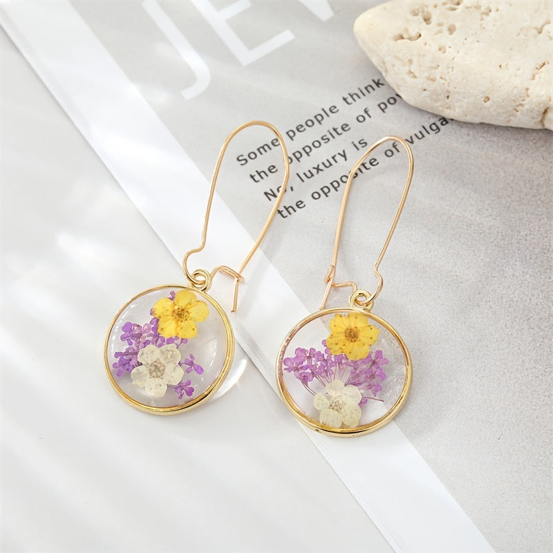 Dried Flower Leaf Pendant Earrings - Hypoallergenic Boho Jewelry for Women