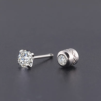 Men's Titanium Steel Zircon Stud Earrings – Durable Stainless Steel Jewelry