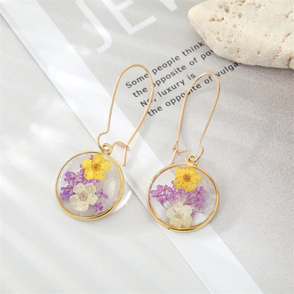Dried Flower Leaf Pendant Earrings - Hypoallergenic Boho Jewelry for Women