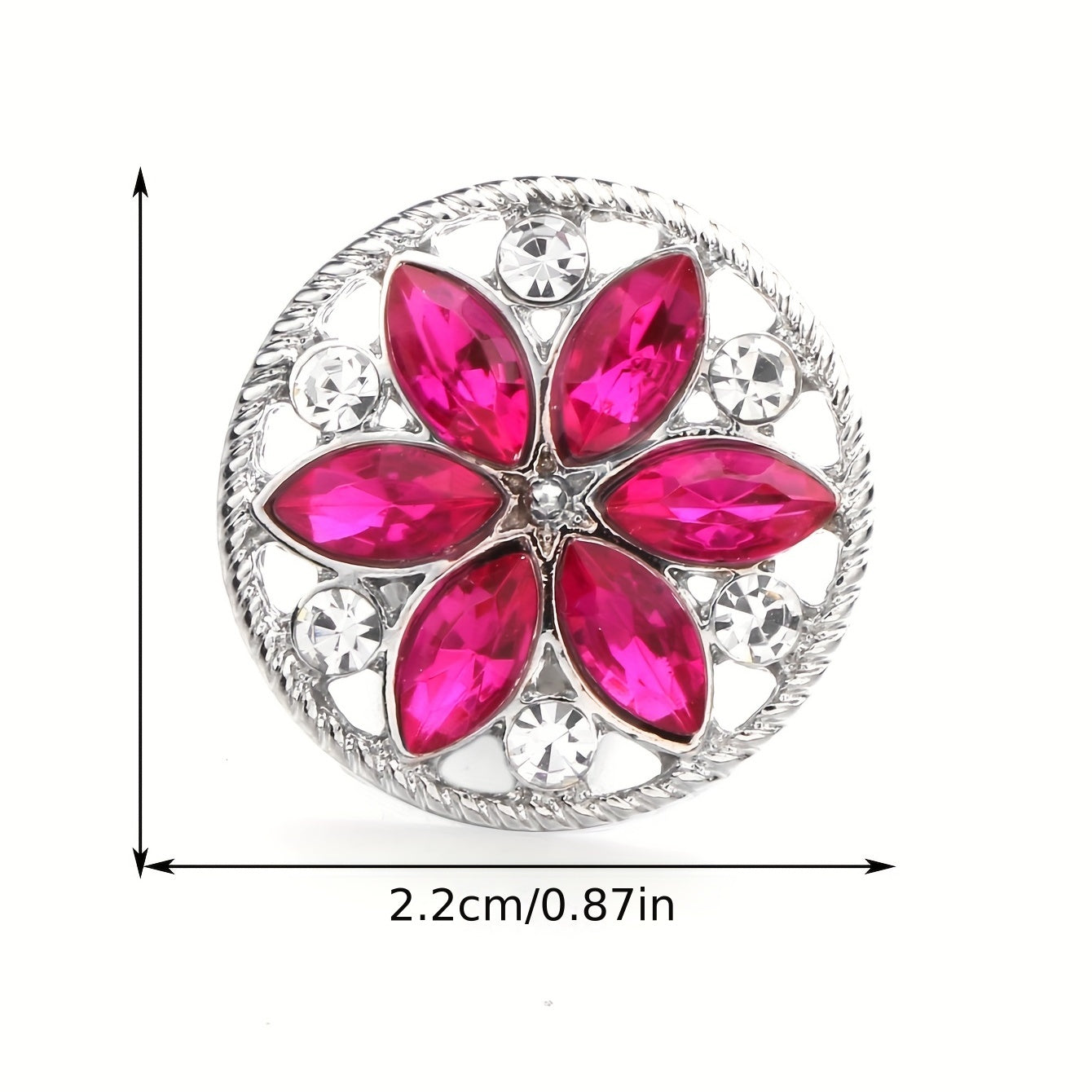 Elegant 18mm Alloy Flower Snap Button with Colorful Rhinestones for DIY Jewelry Crafting
