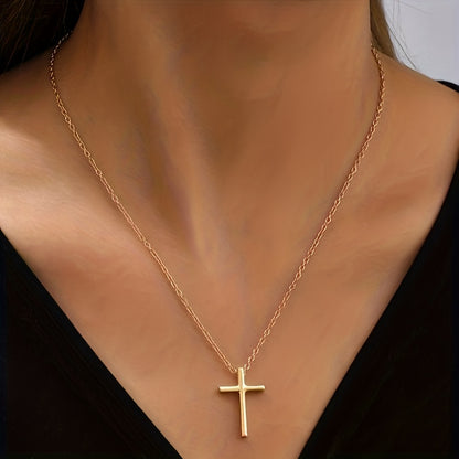 Elegant Vintage Cross Necklace 18K Gold Plated Timeless Jewelry Gift