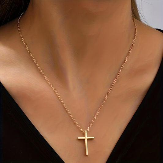 Elegant Vintage Cross Necklace 18K Gold Plated Timeless Jewelry Gift
