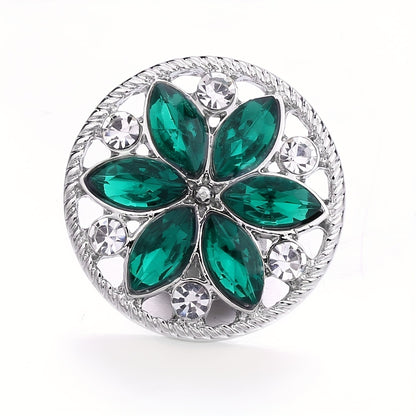 Elegant 18mm Alloy Flower Snap Button with Colorful Rhinestones for DIY Jewelry Crafting