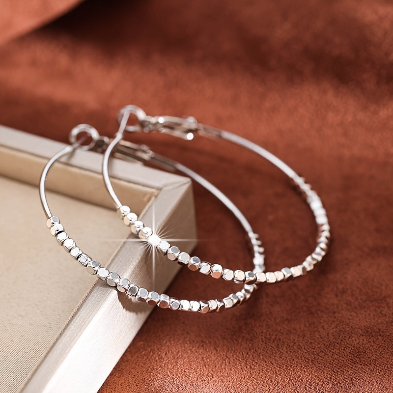 Elegant Cubic Beads Hoop Earrings for Women 18K Gold Plated Jewelry