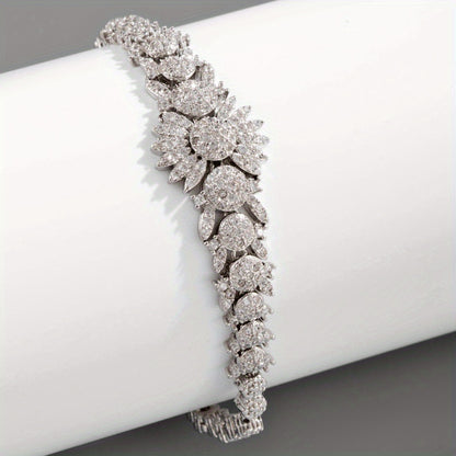 Glamorous Golden Plated Zircon Bracelet for Weddings and Special Occasions