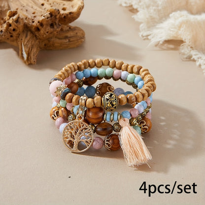 Bohemian Tree of Life Multilayer Beaded Bracelet Set for Men