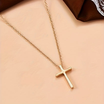 Elegant Vintage Cross Necklace 18K Gold Plated Timeless Jewelry Gift