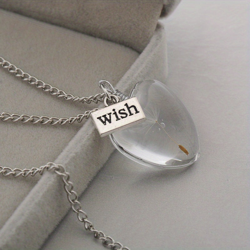 Dandelion Dreams Double-Sided Crystal Pendant Necklace for Women