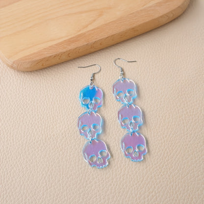 Translucent Acrylic Skull Drop Earrings Punk Style Halloween Jewelry
