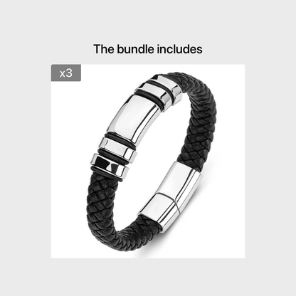 Men's Glossy PU Leather Bracelet with Magnetic Clasp - Cool Hip Hop Trend Jewelry