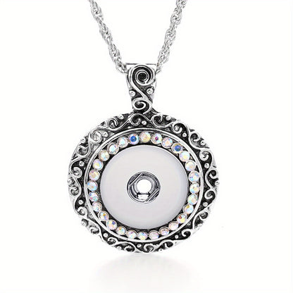 Versatile 18mm Ginger Snap Button Jewelry DIY Pendant Necklace with Interchangeable Design and 23.62 Inch Chain